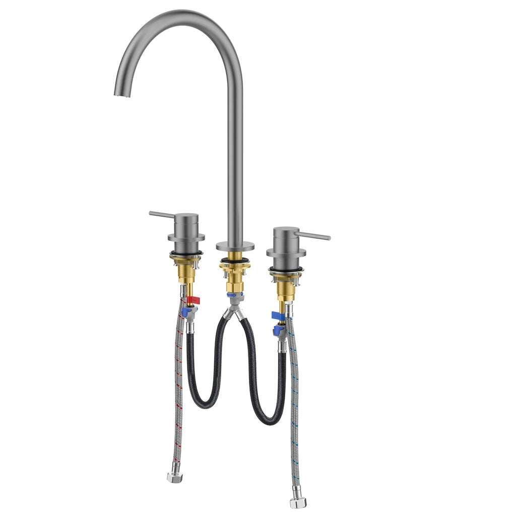 Maxtor Widespread Basin Faucet |Solid Brass 3-Hole Bathroom Mixer Spain ClTEC Cartridge-AB005006