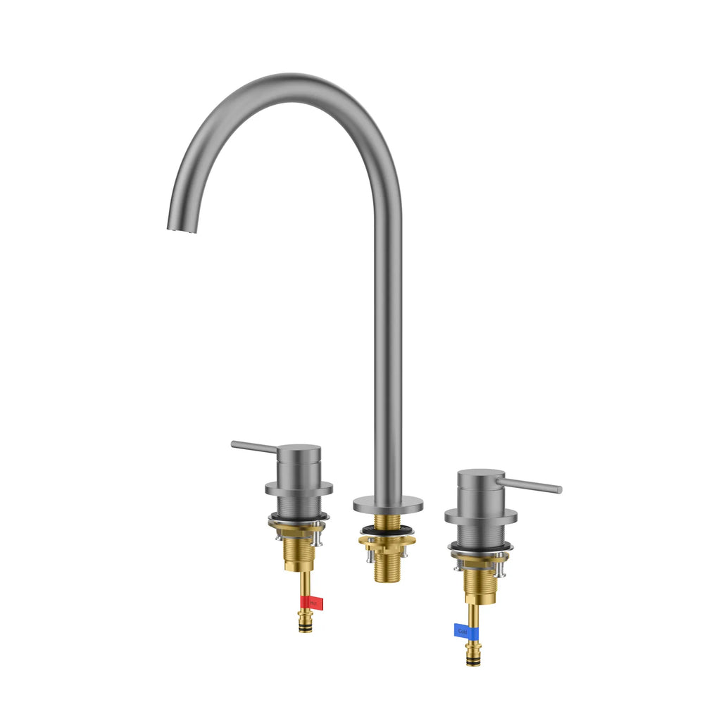 Maxtor Widespread Basin Faucet |Solid Brass 3-Hole Bathroom Mixer Spain ClTEC Cartridge-AB005006