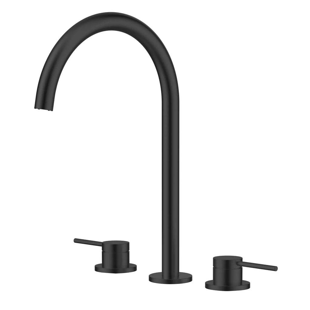 Maxtor Widespread Basin Faucet |Solid Brass 3-Hole Bathroom Mixer Spain ClTEC Cartridge-AB005006 Matte Black