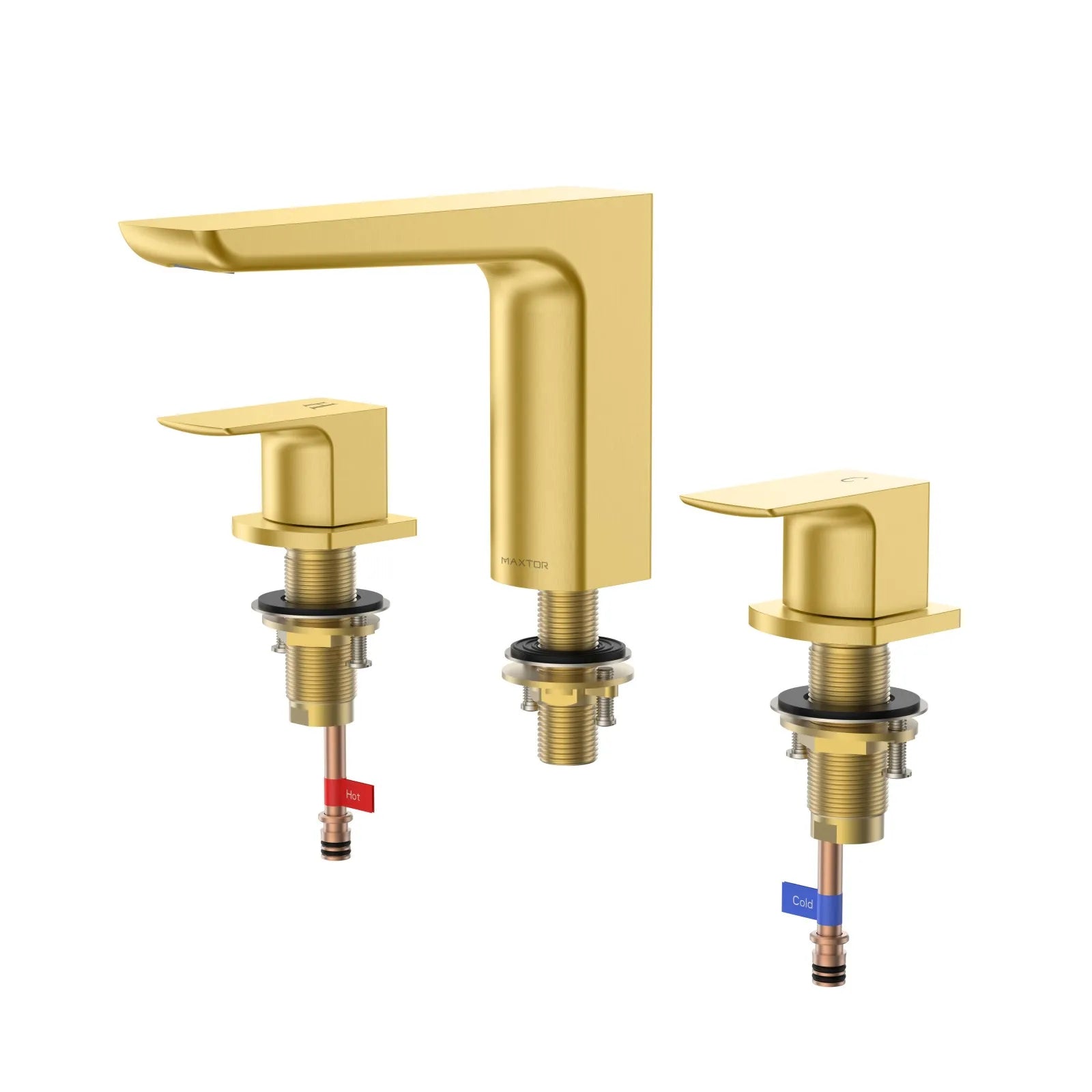 3 Hole Widespread Bathroom Basin Faucet – Solid Brass Deck Mount Mixer Tap – AB005007 Brushed Gold