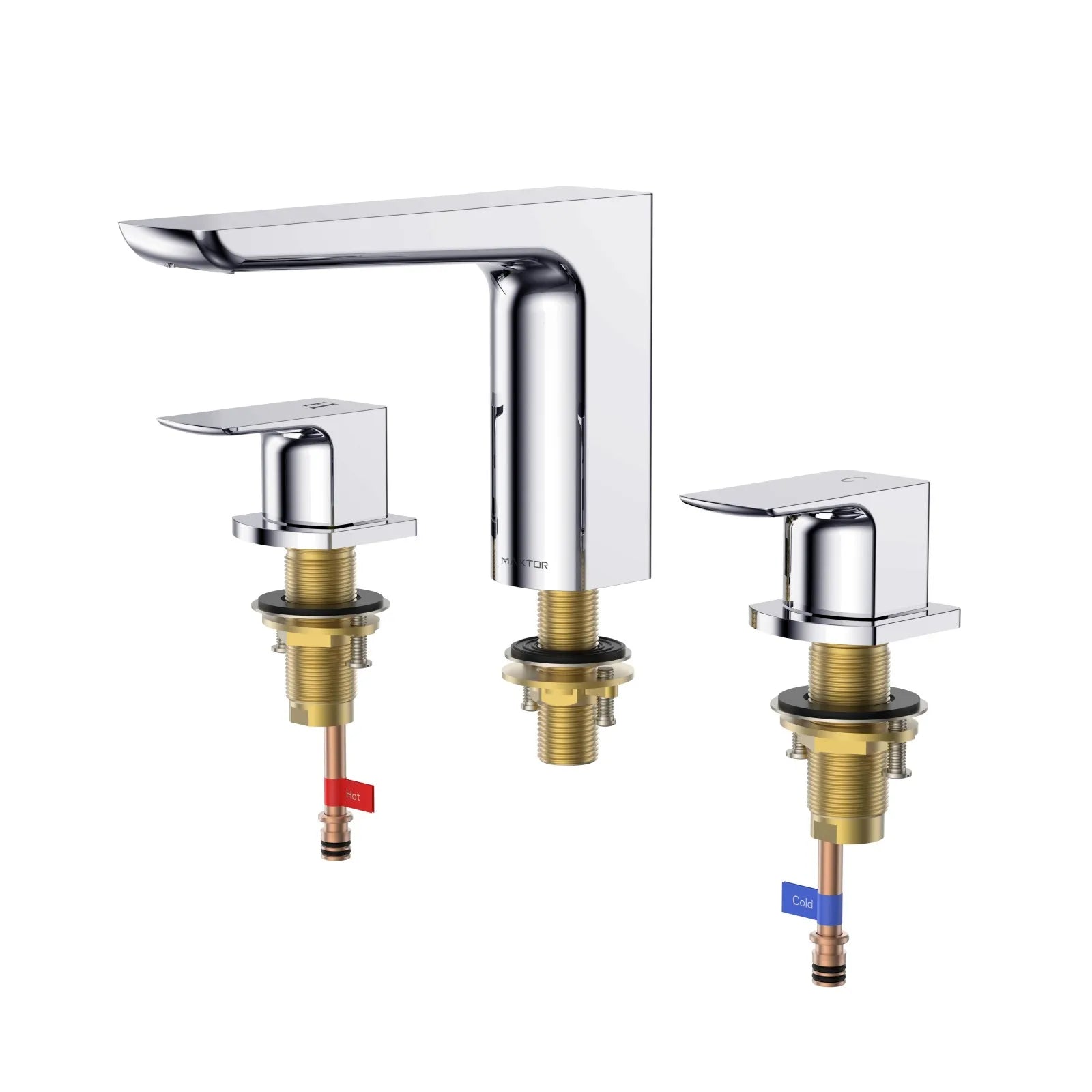 3 Hole Widespread Bathroom Basin Faucet – Solid Brass Deck Mount Mixer Tap – AB005007 Chrome