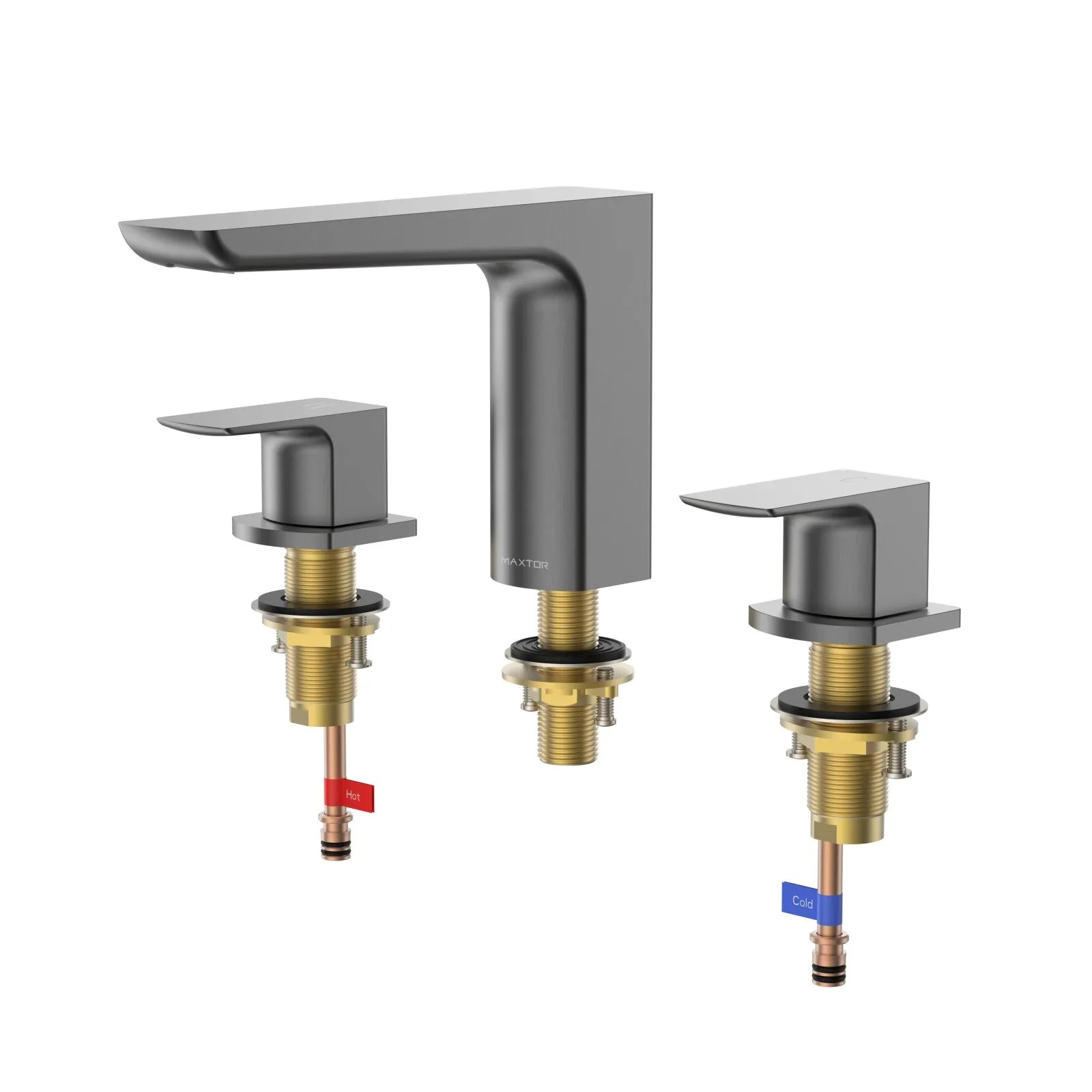 3 Hole Widespread Bathroom Basin Faucet – Solid Brass Deck Mount Mixer Tap – AB005007 Brushed Gun Metal