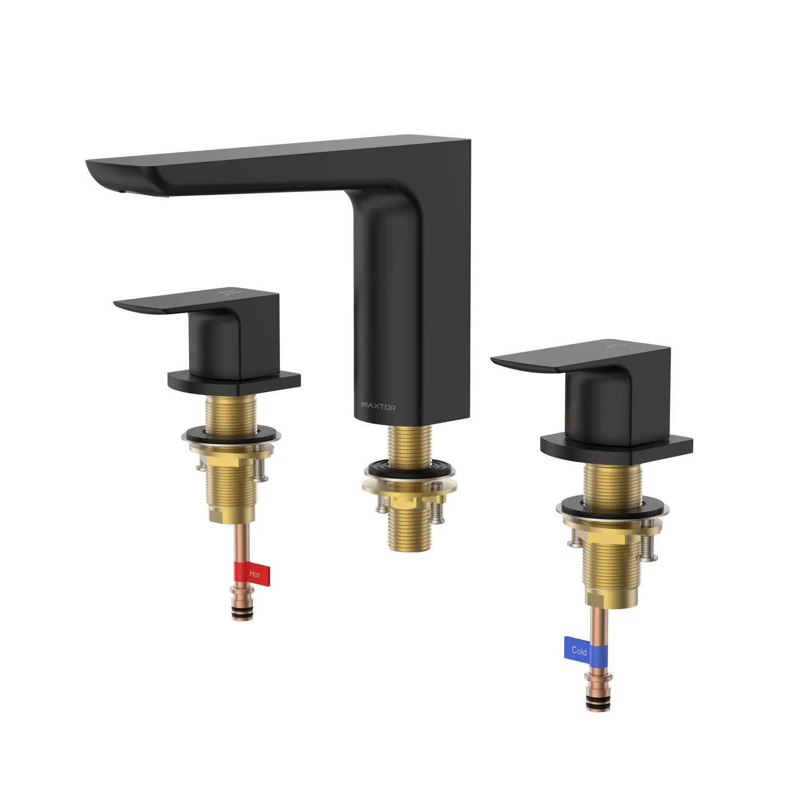 3 Hole Widespread Bathroom Basin Faucet – Solid Brass Deck Mount Mixer Tap – AB005007 Matte Black