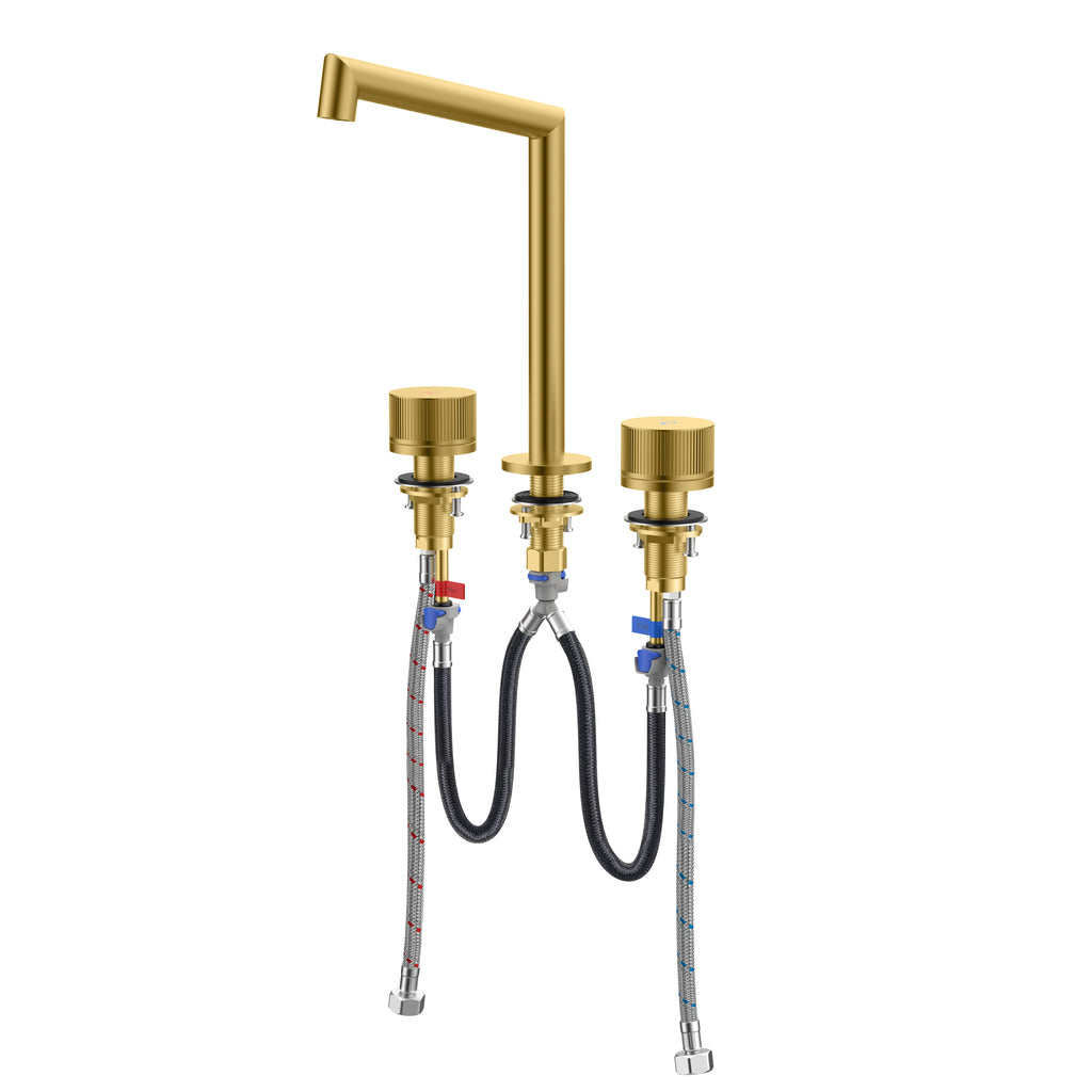 Widespread Bathroom Faucet 3 Hole – Solid Brass Basin Tap with Dual Handles-AB005027