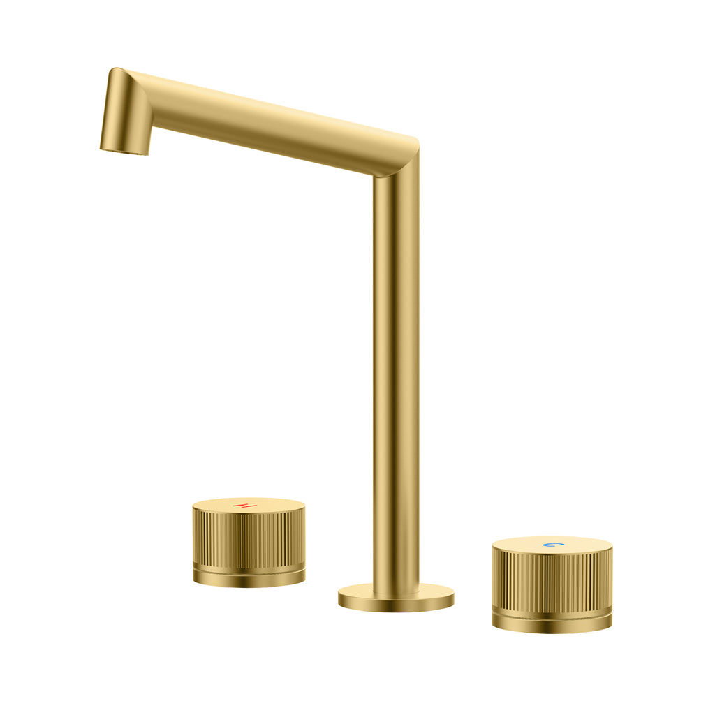 Widespread Bathroom Faucet 3 Hole – Solid Brass Basin Tap with Dual Handles-AB005027