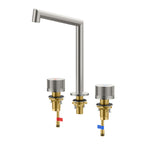 Widespread Bathroom Faucet 3 Hole – Solid Brass Basin Tap with Dual Handles-AB005027 Brushed Nickel
