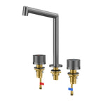 Widespread Bathroom Faucet 3 Hole – Solid Brass Basin Tap with Dual Handles-AB005027 Brushed Gun Metal