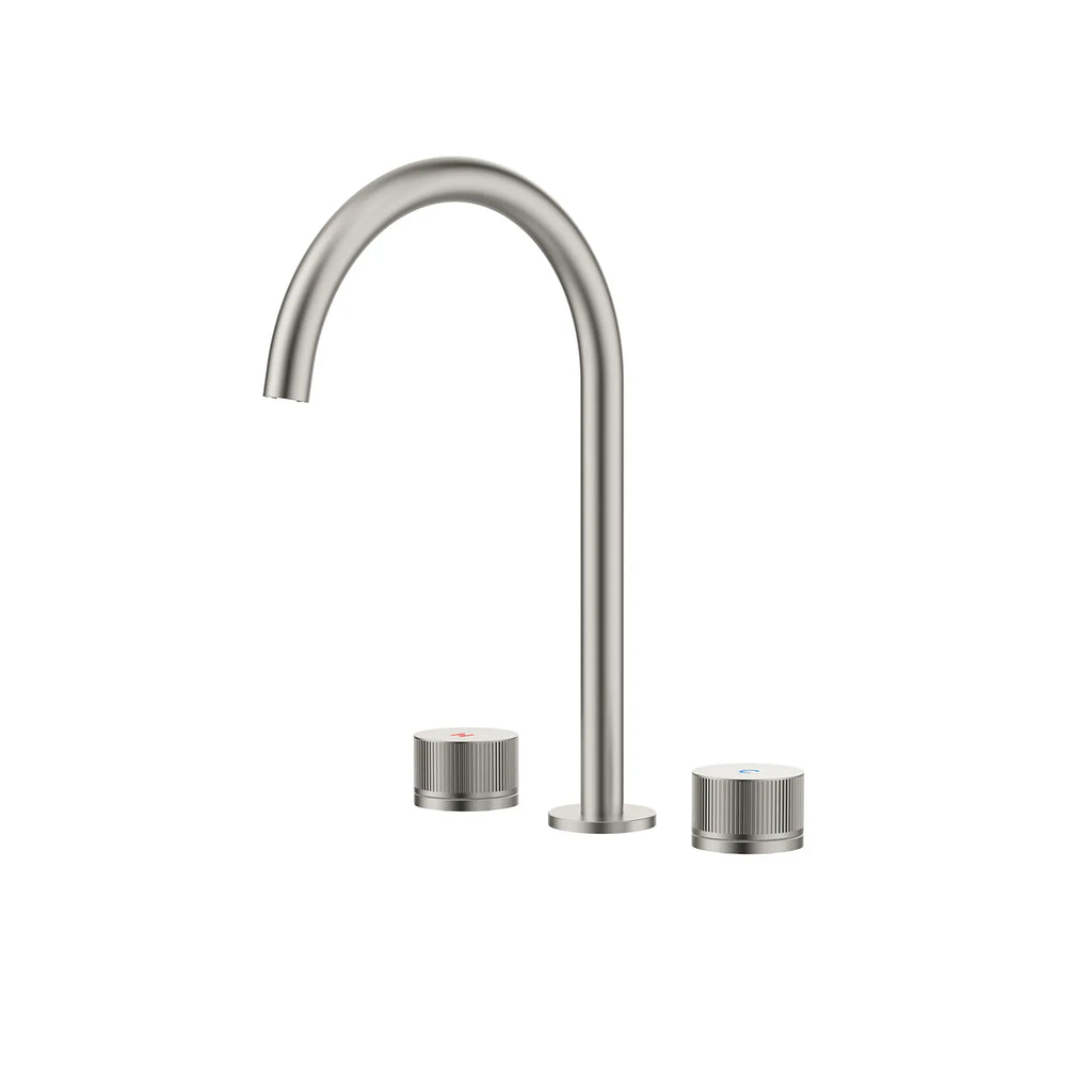 3-Hole Widespread Bathroom Basin Faucet – Dual Handle Gooseneck – AB005031