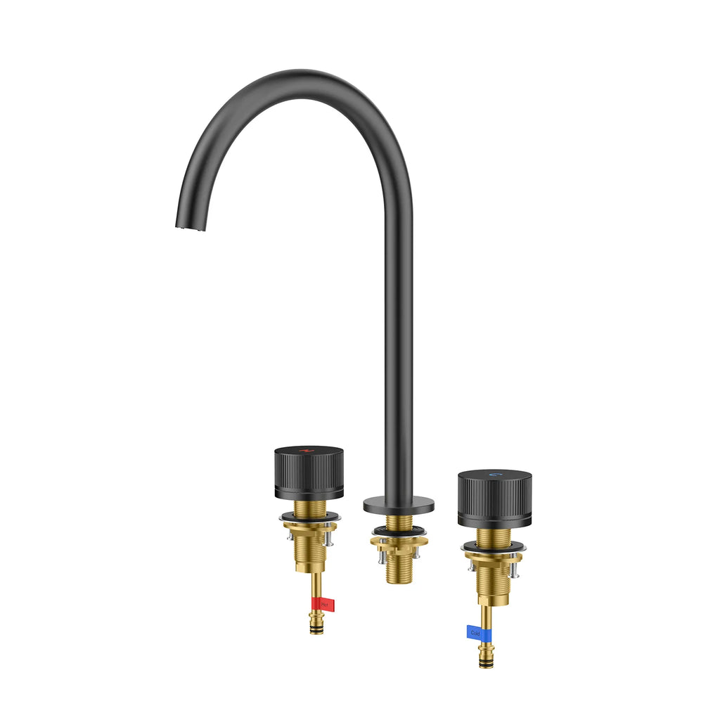 3-Hole Widespread Bathroom Basin Faucet – Dual Handle Gooseneck – AB005031