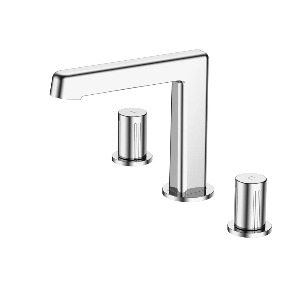 Two-Handle Deco Mount Bathroom Basin / Bathtub Faucet – 3-Hole Deck-Mount Mixer – AB005069 Chrome