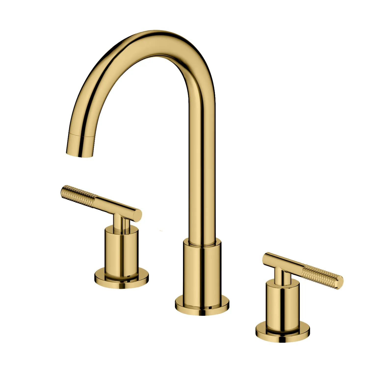 Circular 3 Holes Bathroom Basin Faucet with Two Handle AB005104 Brushed Gold