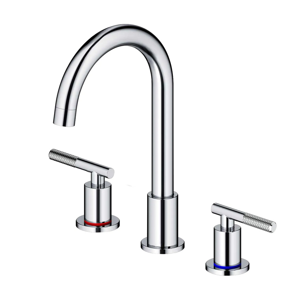 Circular 3 Holes Bathroom Basin Faucet with Two Handle AB005104 Chrome