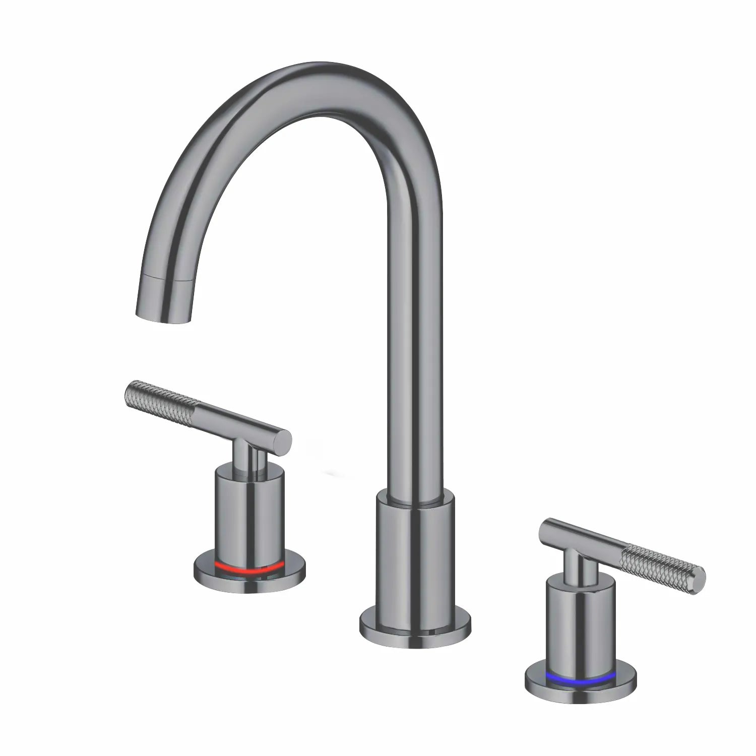 Circular 3 Holes Bathroom Basin Faucet with Two Handle AB005104 Brushed Gun Metal