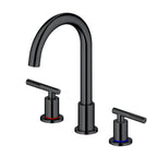 Circular 3 Holes Bathroom Basin Faucet with Two Handle AB005104 Matte Black