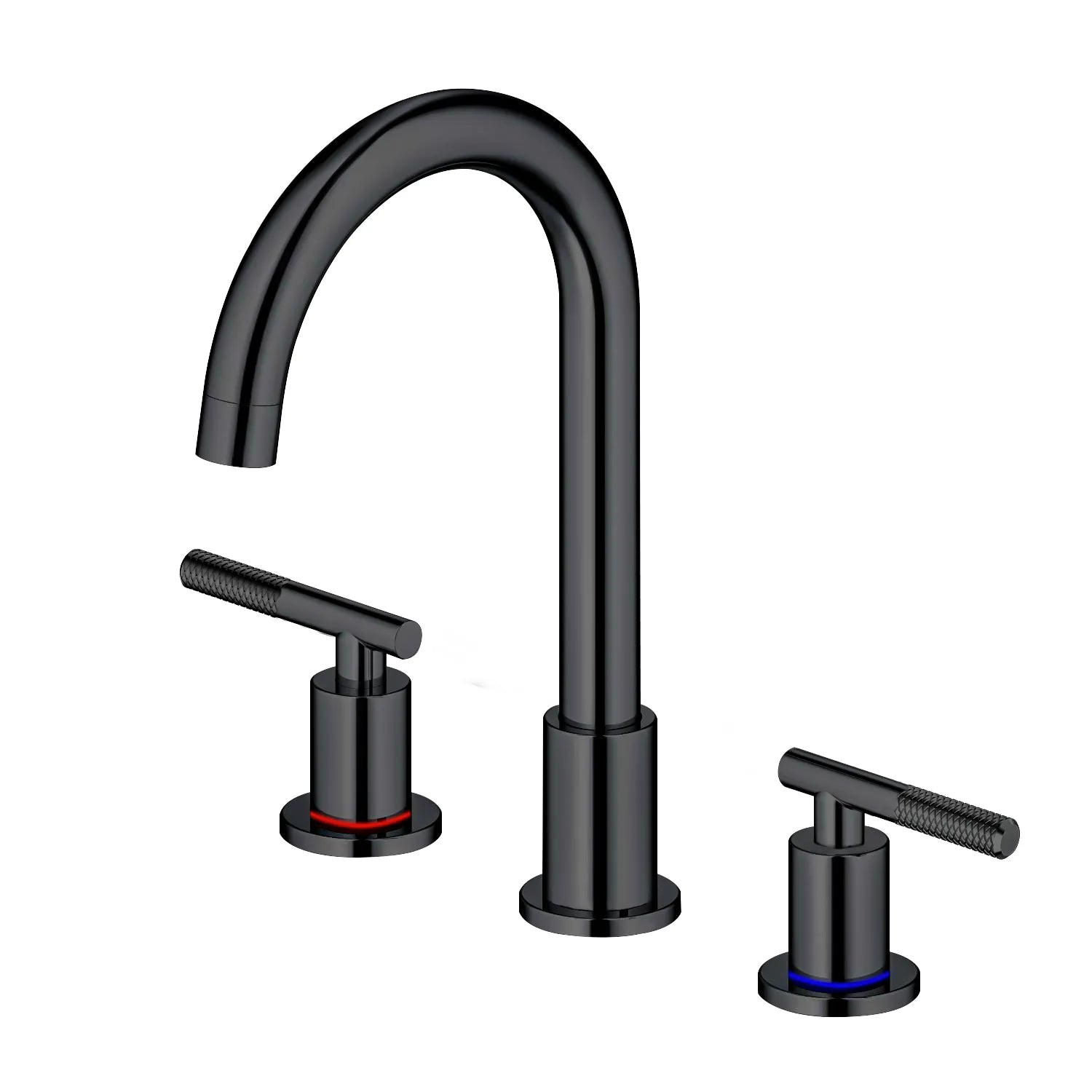 Circular 3 Holes Bathroom Basin Faucet with Two Handle AB005104 Matte Black