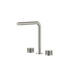 MAXTOR 3-Hole Widespread Bathroom Basin Faucet, Gooseneck Spout-AB005131 Brushed Nickel