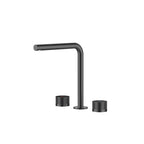 MAXTOR 3-Hole Widespread Bathroom Basin Faucet, Gooseneck Spout-AB005131 Matte Black