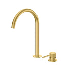 Single Lever 2-Hole Bathroom Basin Faucet – Tall Gooseneck Spout – AB006031 Brushed Gold