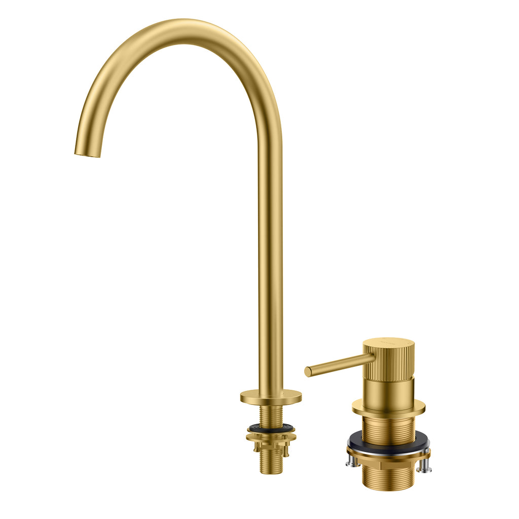 Single Lever 2-Hole Bathroom Basin Faucet – Tall Gooseneck Spout – AB006031