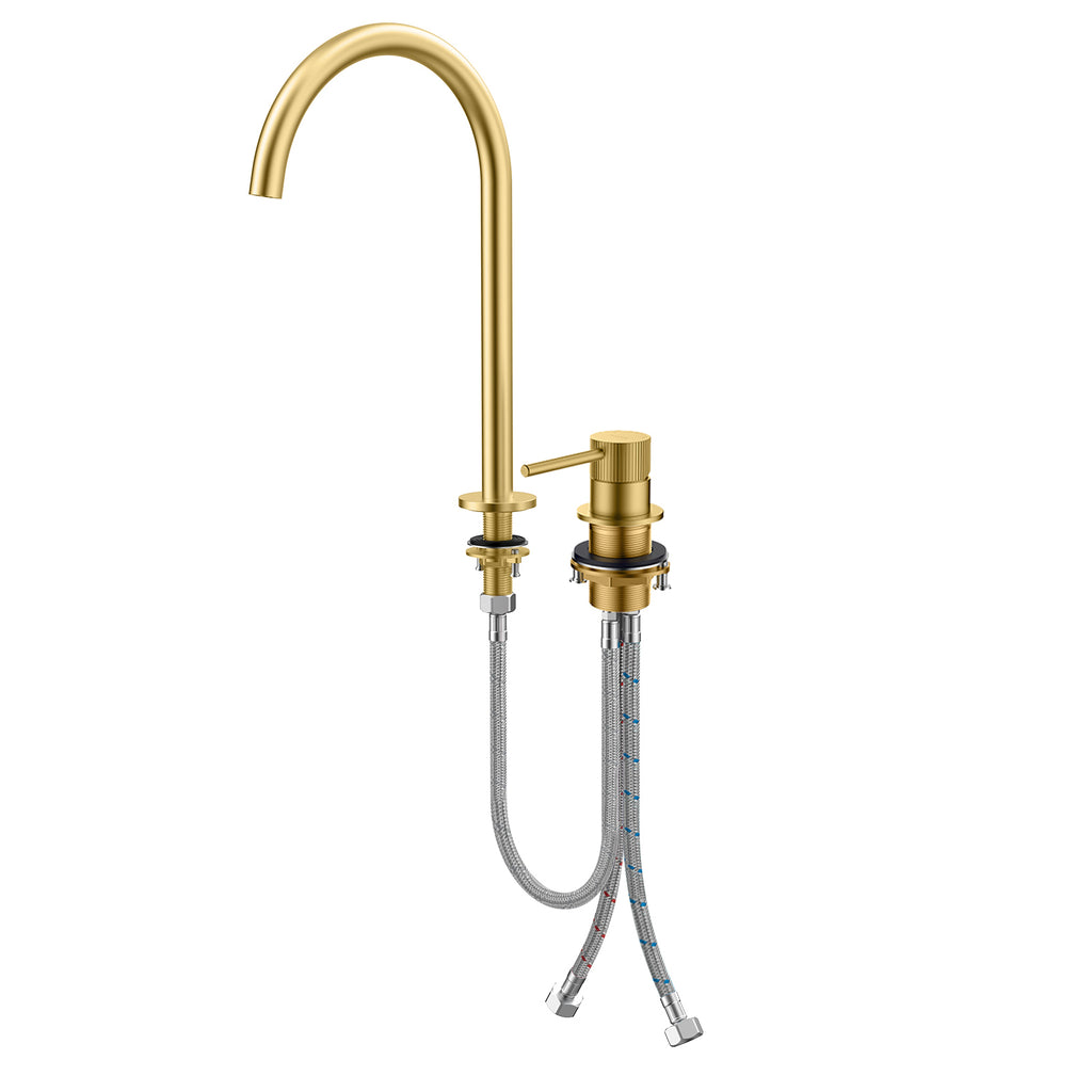 Single Lever 2-Hole Bathroom Basin Faucet – Tall Gooseneck Spout – AB006031