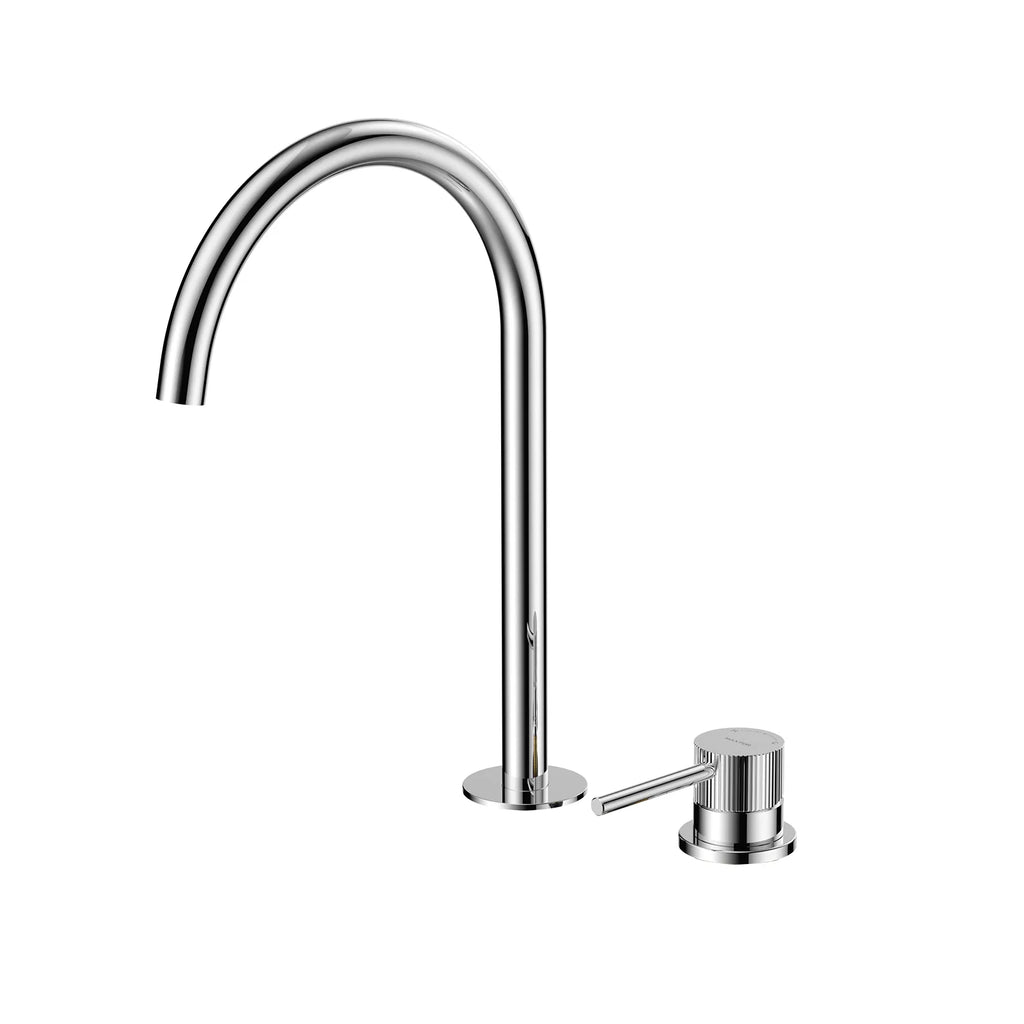 Single Lever 2-Hole Bathroom Basin Faucet – Tall Gooseneck Spout – AB006031 Chrome