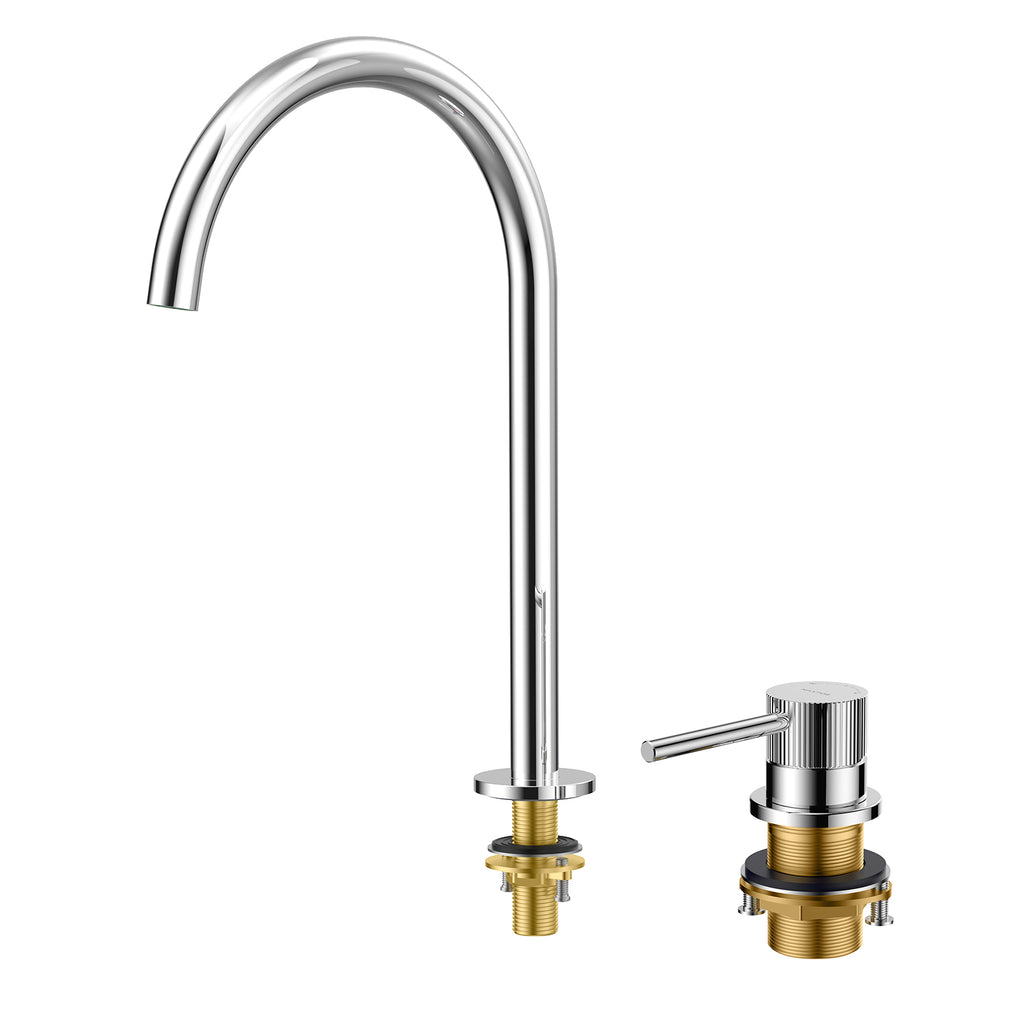 Single Lever 2-Hole Bathroom Basin Faucet – Tall Gooseneck Spout – AB006031