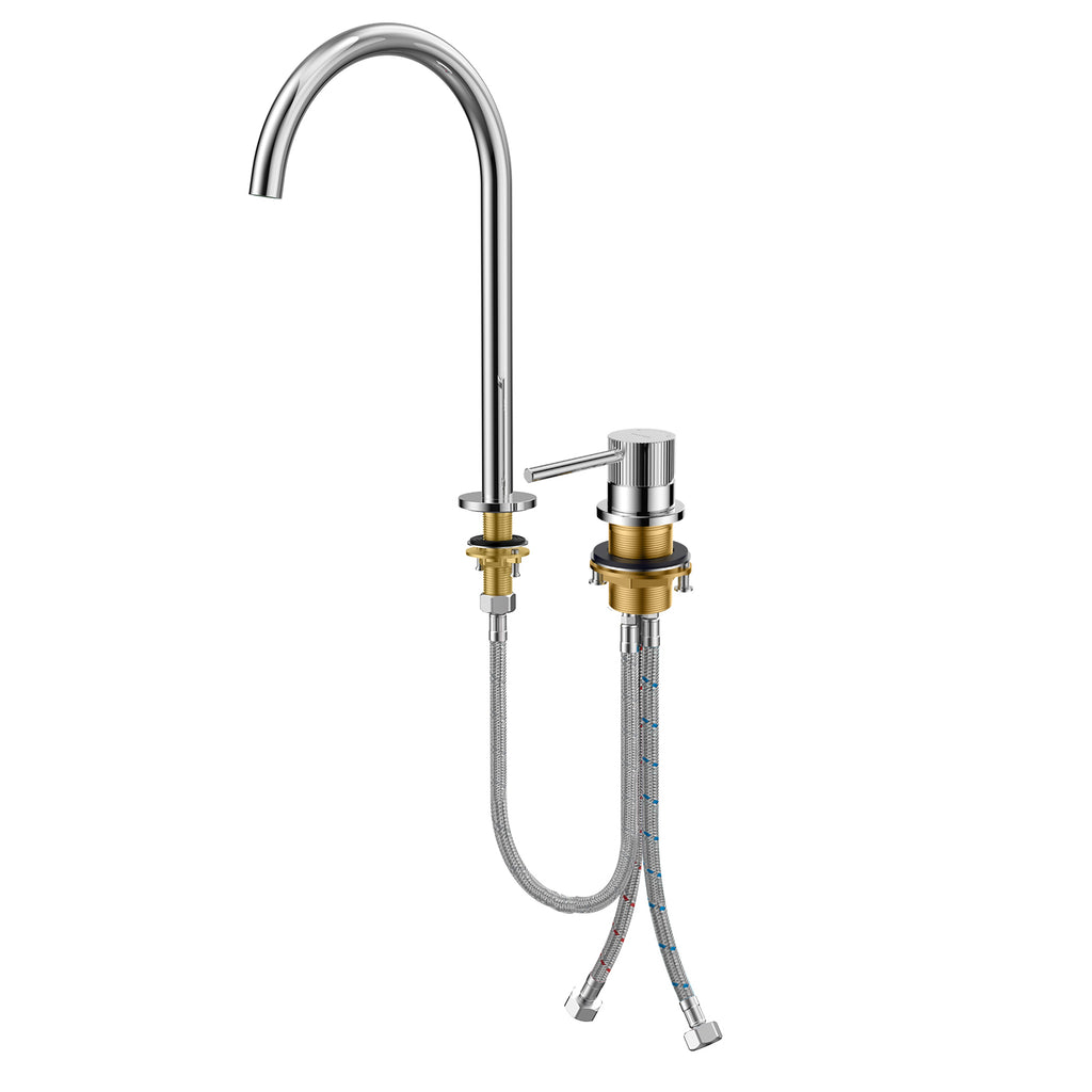 Single Lever 2-Hole Bathroom Basin Faucet – Tall Gooseneck Spout – AB006031