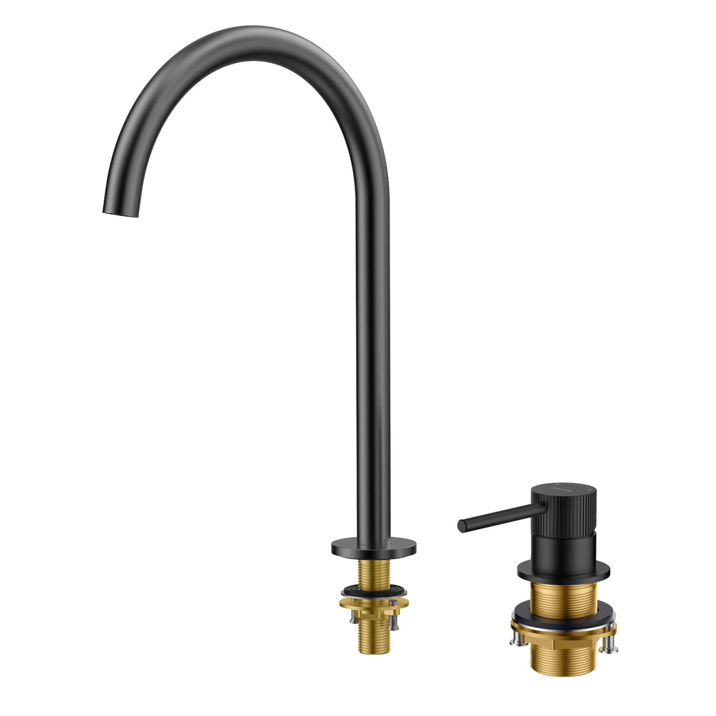 Single Lever 2-Hole Bathroom Basin Faucet – Tall Gooseneck Spout – AB006031
