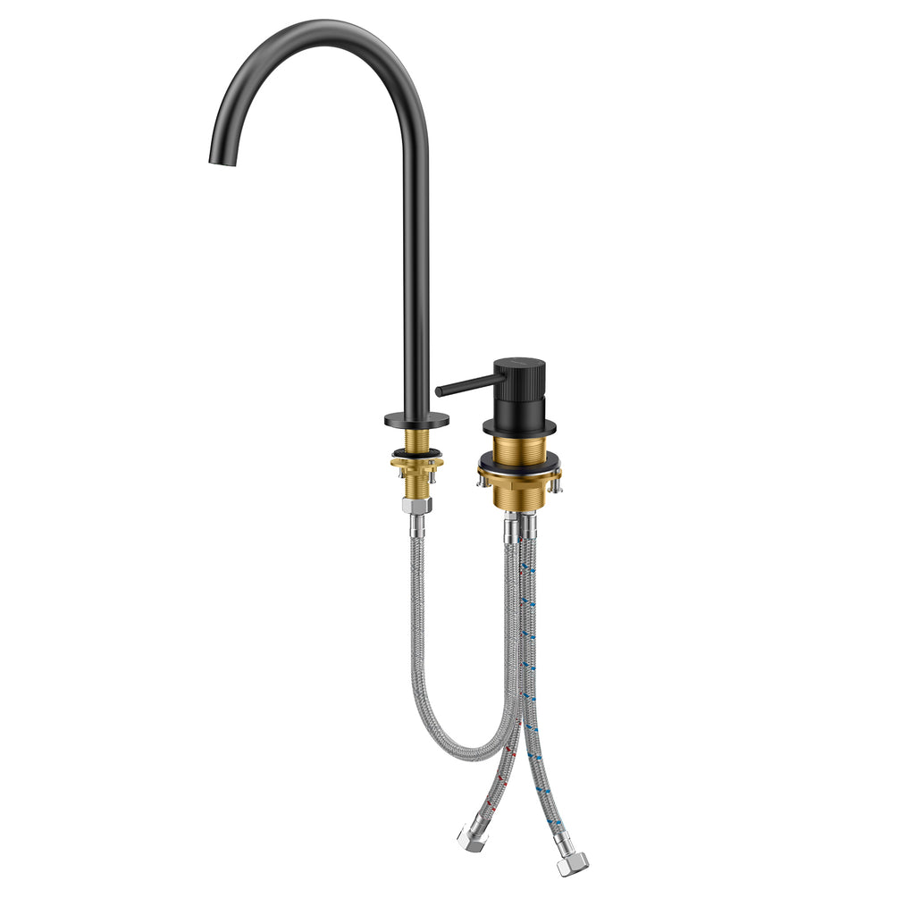 Single Lever 2-Hole Bathroom Basin Faucet – Tall Gooseneck Spout – AB006031