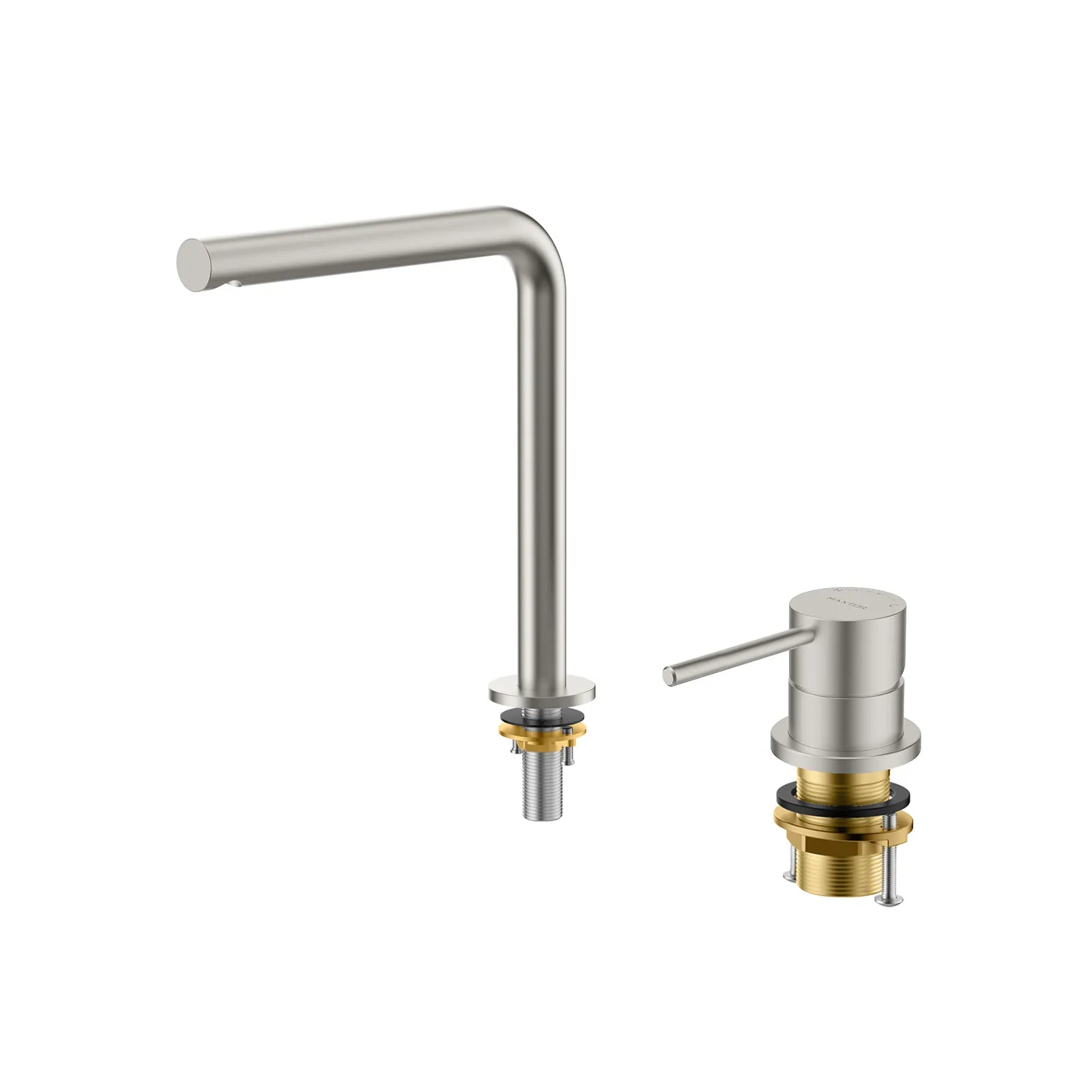 Erie Two Hole Basin Faucet, Deck Mount Sink Mixer-AB006105 Brushed Nickel