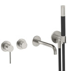 MAXTOR Exposed Bathtub Mixer Faucet Kit – Wall Mounted Bath Filler with Handheld Shower-AB022033 Brushed Nickel