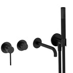 MAXTOR Exposed Bathtub Mixer Faucet Kit – Wall Mounted Bath Filler with Handheld Shower-AB022033 Matte Black