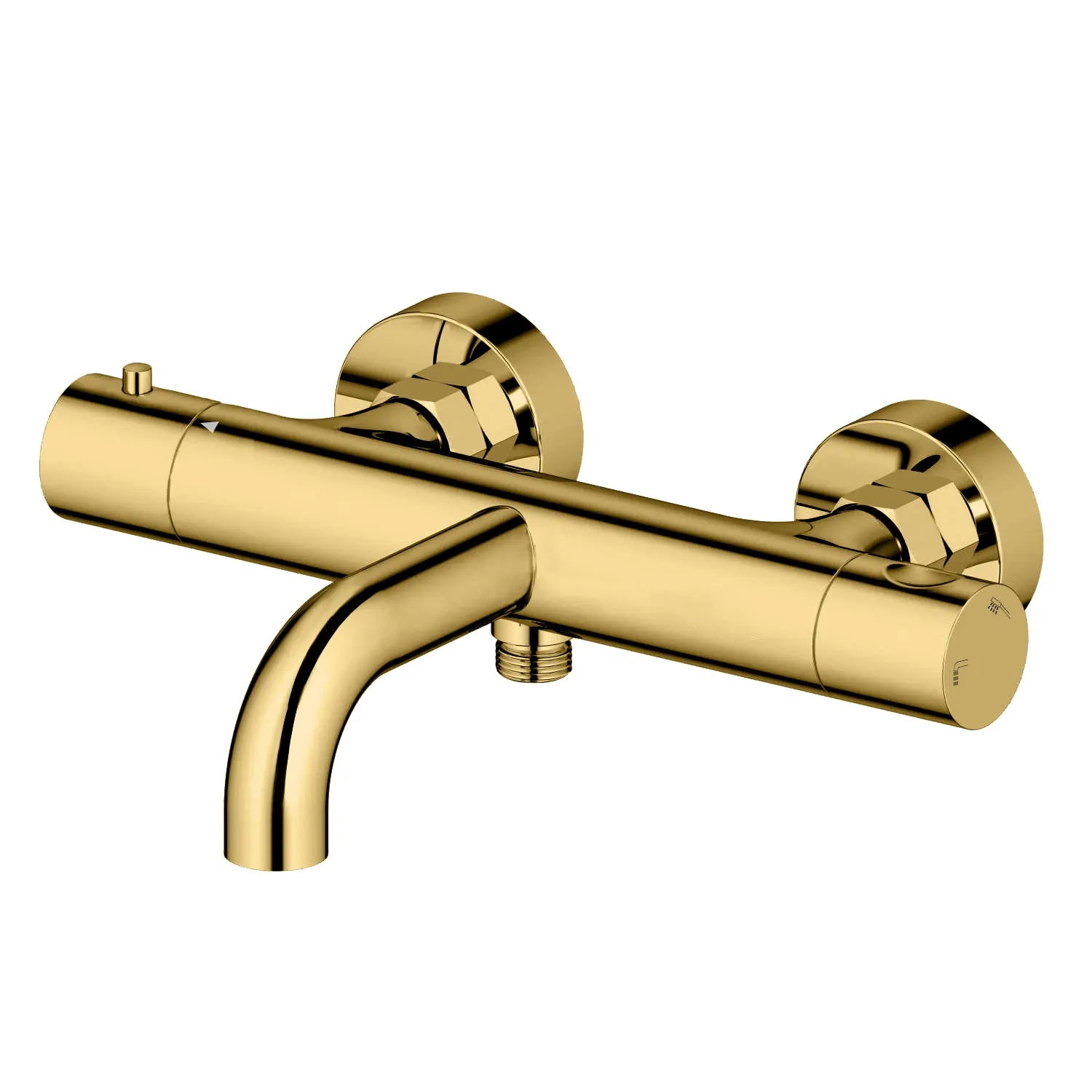 Circular Exposed Thermostatic Bathtub Mixer Faucet AB022104 Brushed Gold