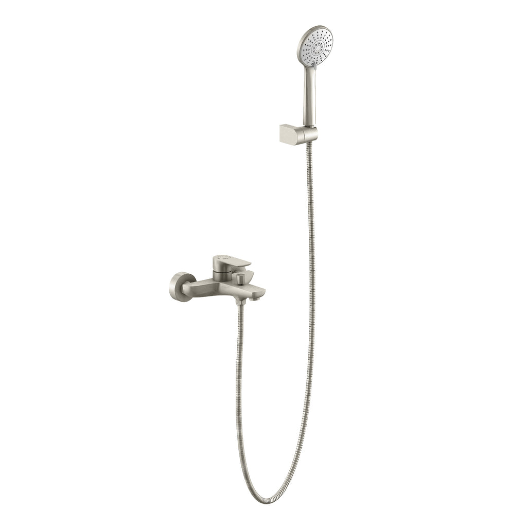 Single-Lever Exposed Bathtub Mixer Faucet Kit with Hand Shower Set-AB023003 Brushed Nickel