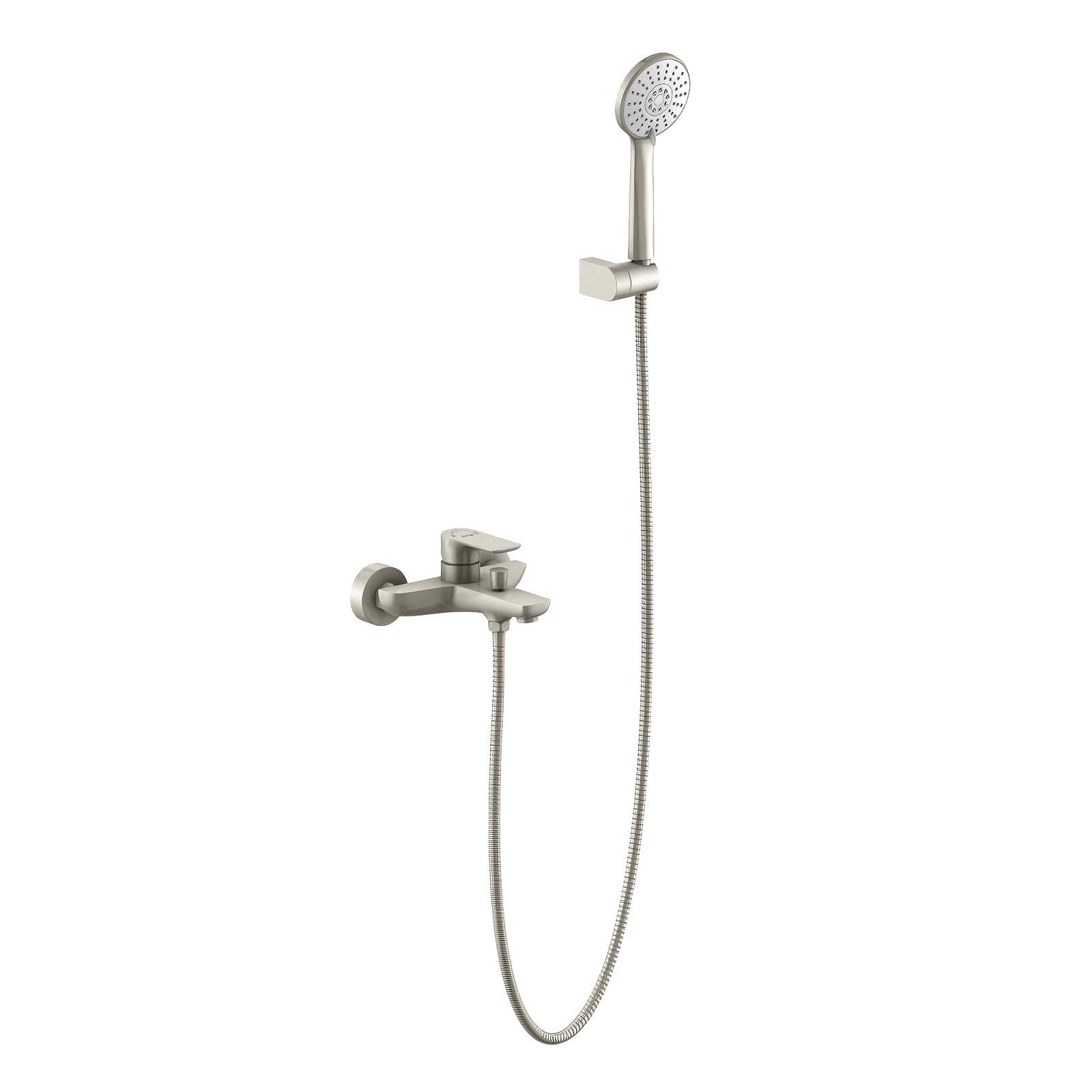 Single-Lever Exposed Bathtub Mixer Faucet Kit with Hand Shower Set-AB023003 Brushed Nickel