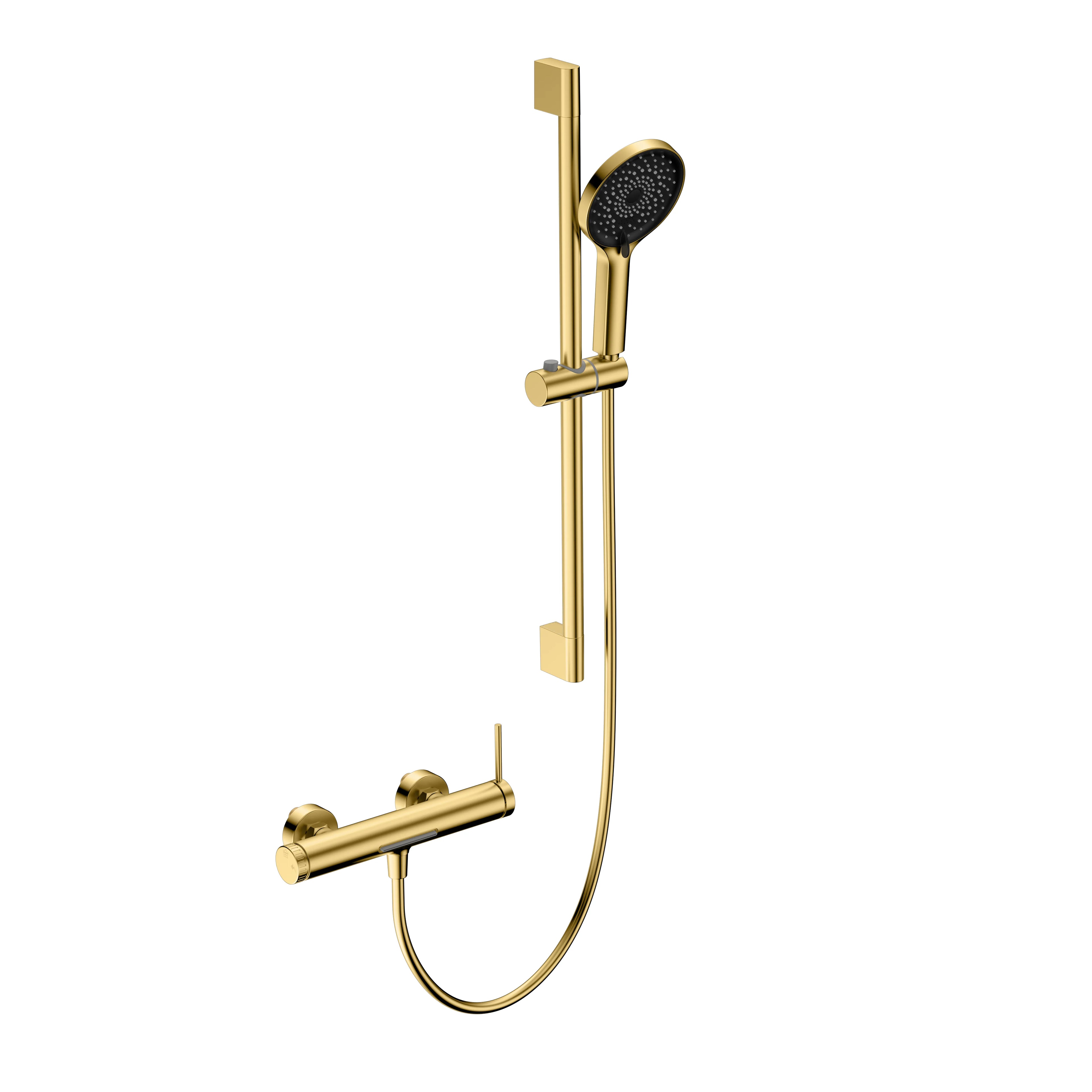 Huron 2 Way Exposed Bathtub Mixer Faucet With Slider Rail and Hand Shower-AB023006 Brushed Gold