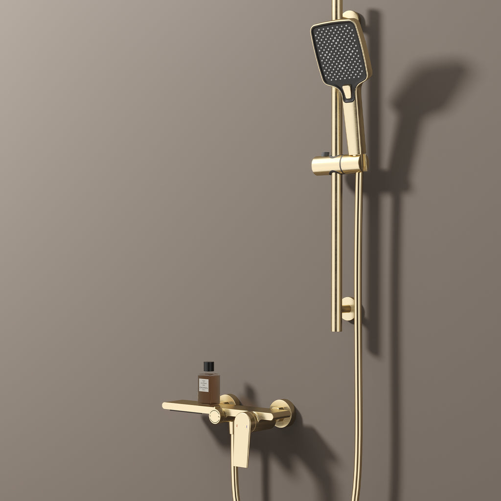 Exposed Bathtub Mixer Faucet Kit – Single Lever Wall Mounted Bath Mixer with Slide Bar & Hand Shower-AB023064