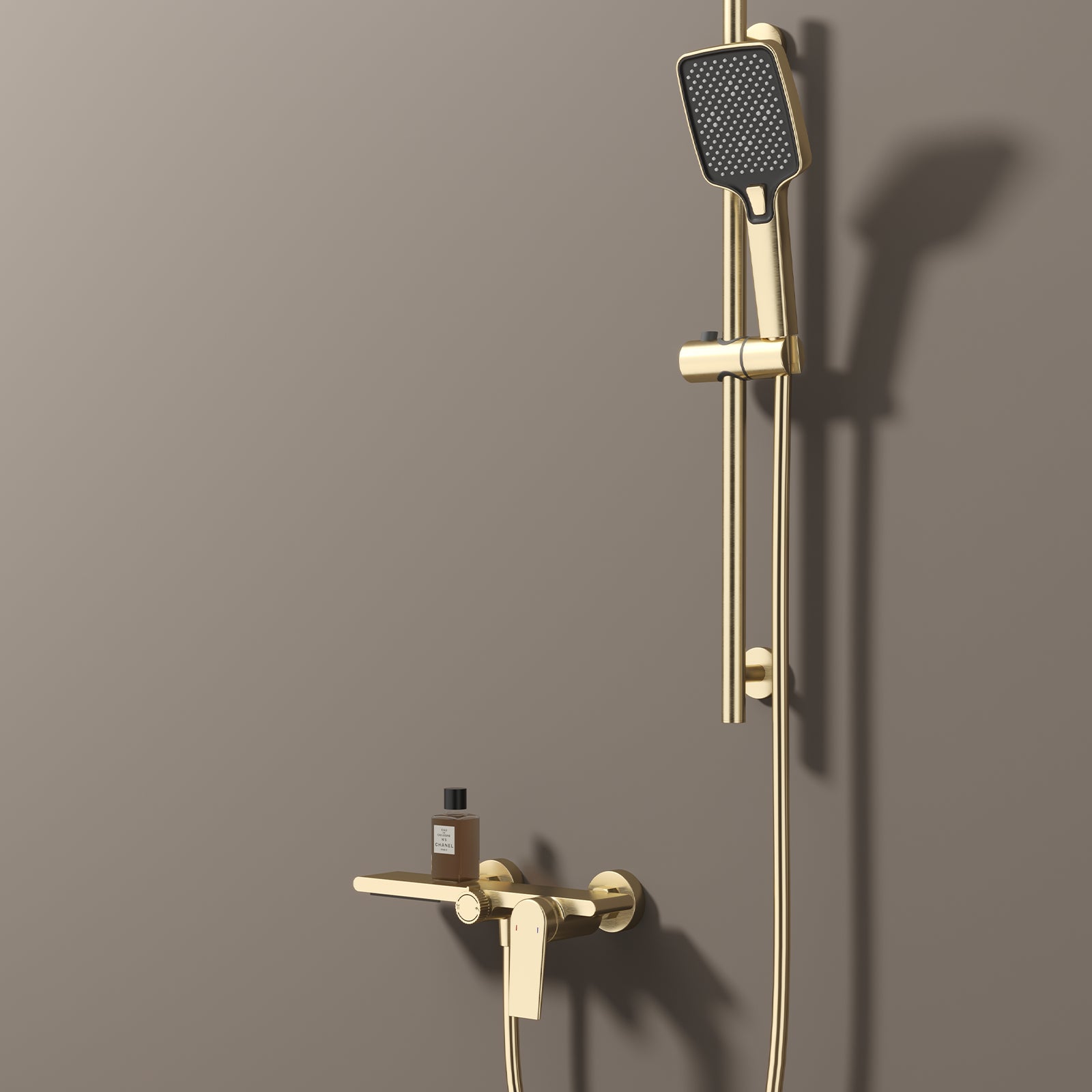 Exposed Bathtub Mixer Faucet Kit – Single Lever Wall Mounted Bath Mixer with Slide Bar & Hand Shower-AB023064