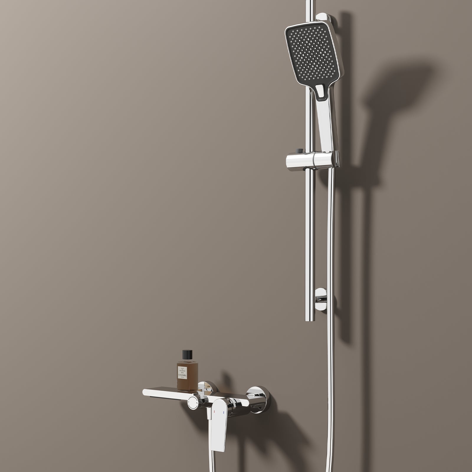 Exposed Bathtub Mixer Faucet Kit – Single Lever Wall Mounted Bath Mixer with Slide Bar & Hand Shower-AB023064