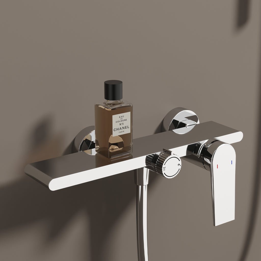 Exposed Bathtub Mixer Faucet Kit – Single Lever Wall Mounted Bath Mixer with Slide Bar & Hand Shower-AB023064