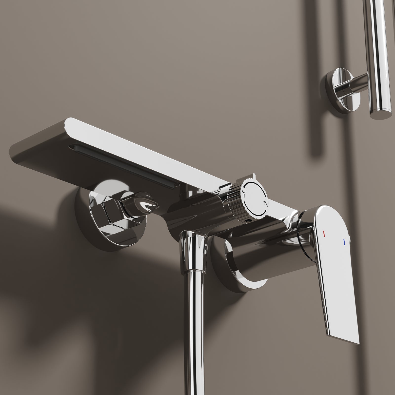 Exposed Bathtub Mixer Faucet Kit – Single Lever Wall Mounted Bath Mixer with Slide Bar & Hand Shower-AB023064