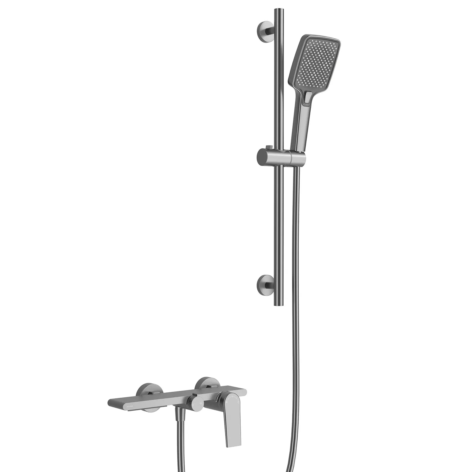 Exposed Bathtub Mixer Faucet Kit – Single Lever Wall Mounted Bath Mixer with Slide Bar & Hand Shower-AB023064 Brushed Gun Metal