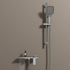 Exposed Bathtub Mixer Faucet Kit – Single Lever Wall Mounted Bath Mixer with Slide Bar & Hand Shower-AB023064