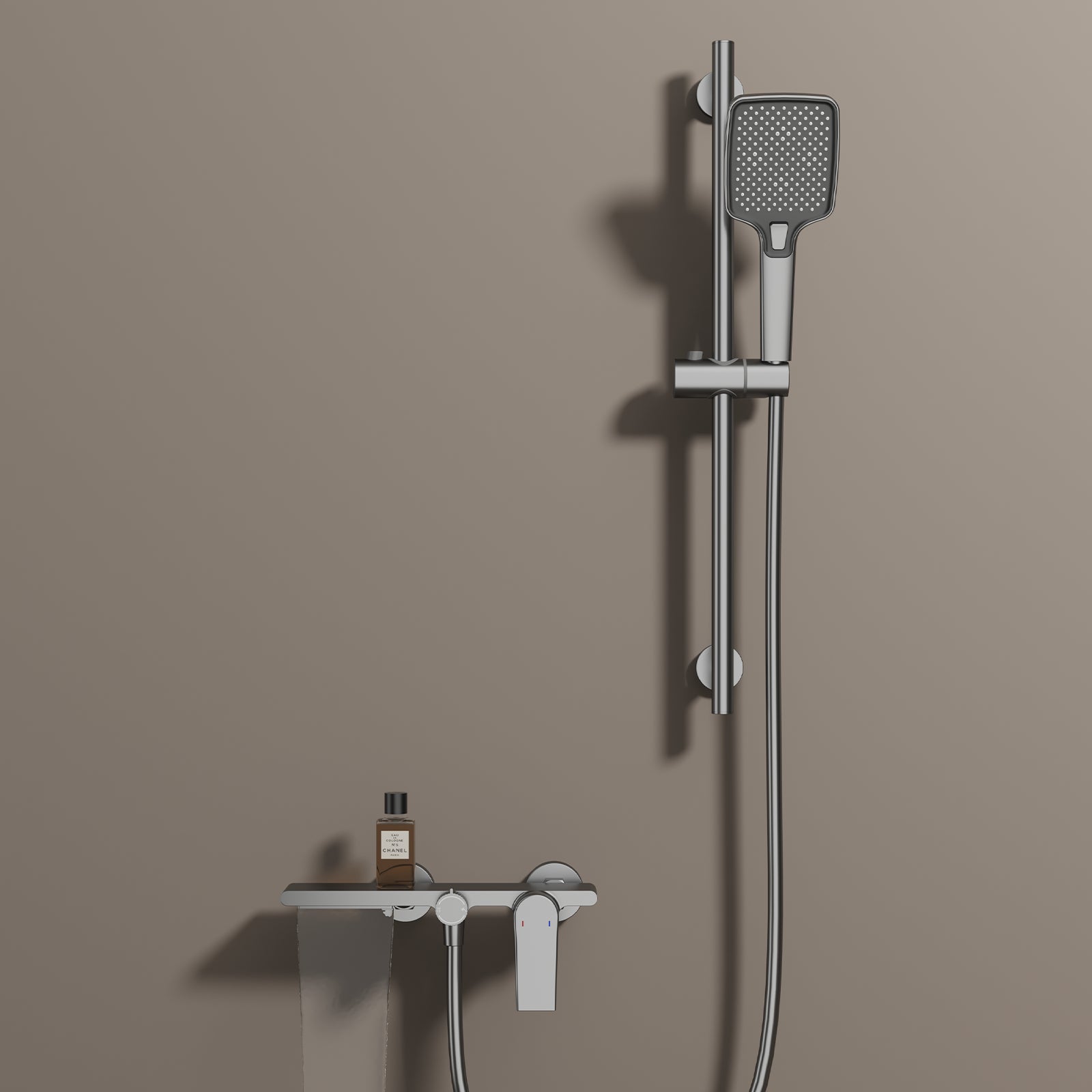 Exposed Bathtub Mixer Faucet Kit – Single Lever Wall Mounted Bath Mixer with Slide Bar & Hand Shower-AB023064