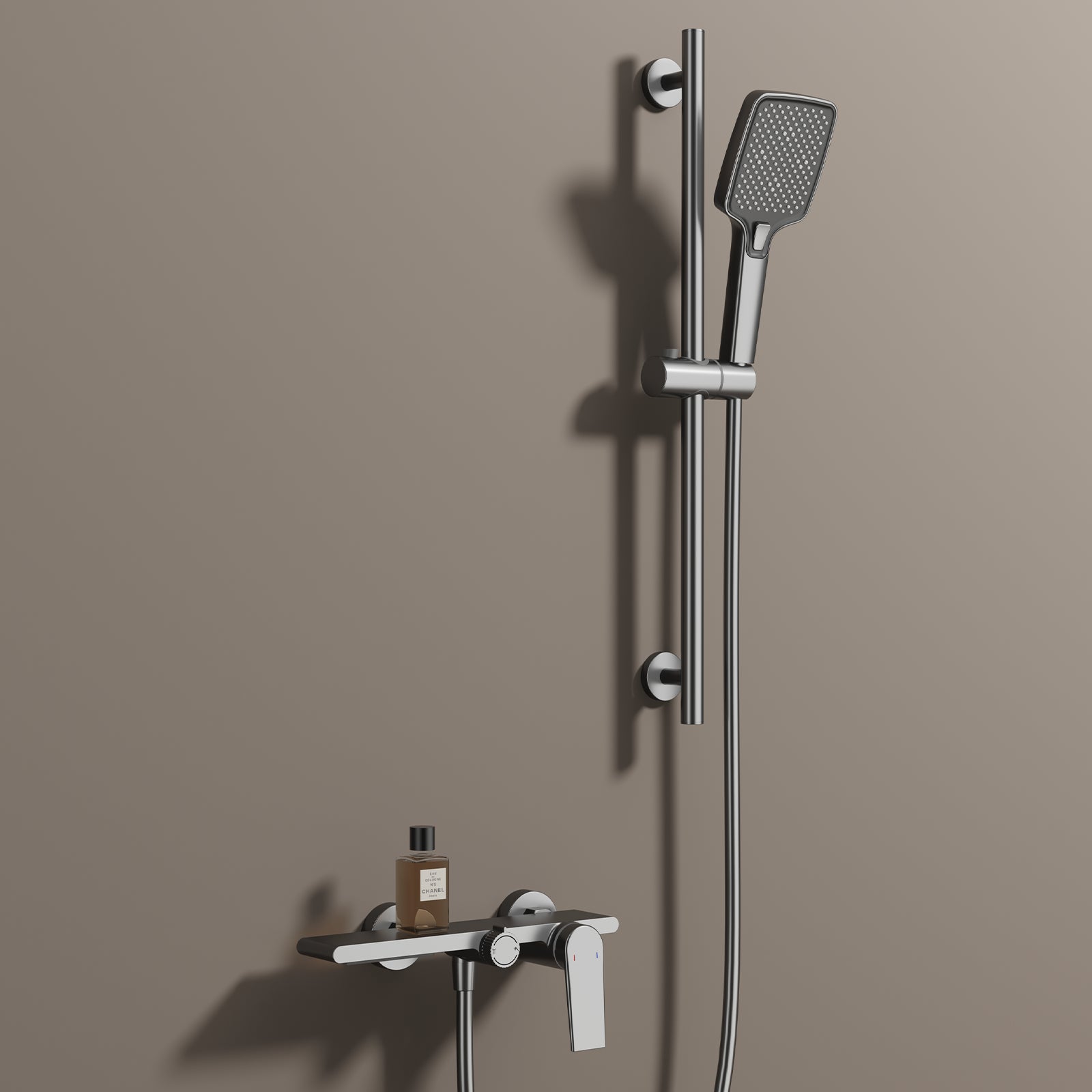 Exposed Bathtub Mixer Faucet Kit – Single Lever Wall Mounted Bath Mixer with Slide Bar & Hand Shower-AB023064