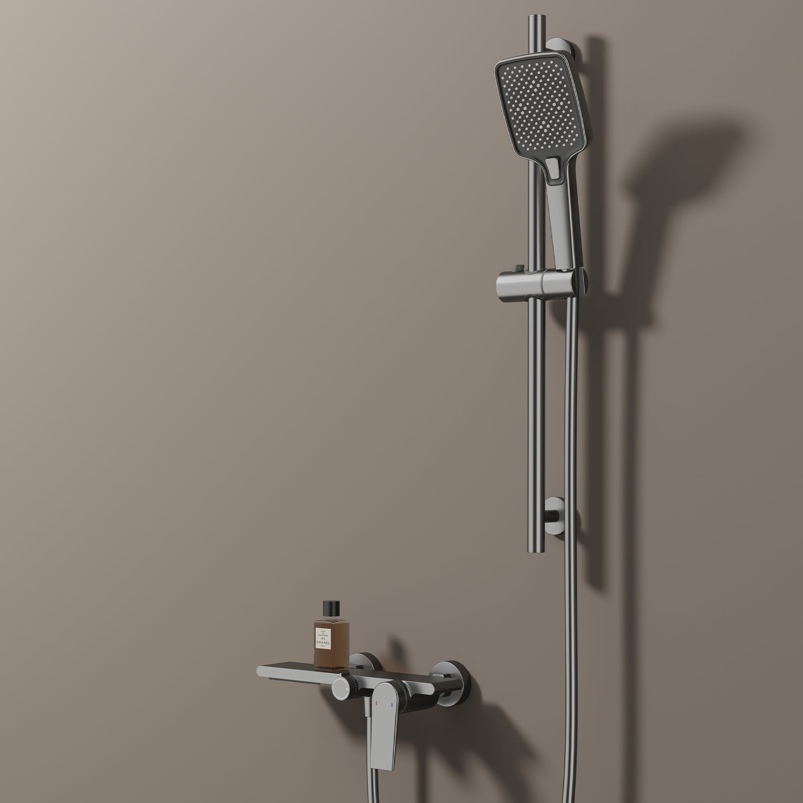 Exposed Bathtub Mixer Faucet Kit – Single Lever Wall Mounted Bath Mixer with Slide Bar & Hand Shower-AB023064