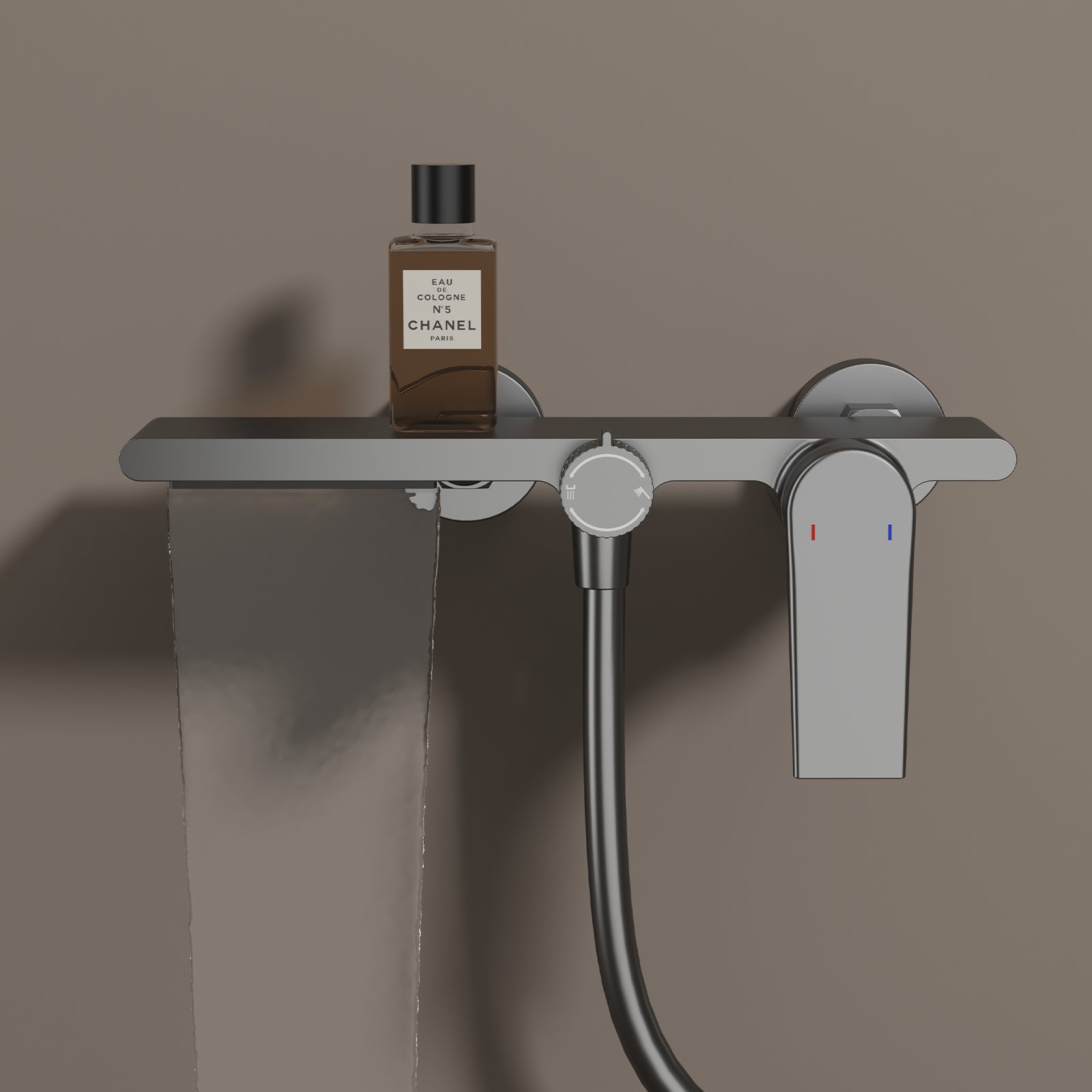 Exposed Bathtub Mixer Faucet Kit – Single Lever Wall Mounted Bath Mixer with Slide Bar & Hand Shower-AB023064