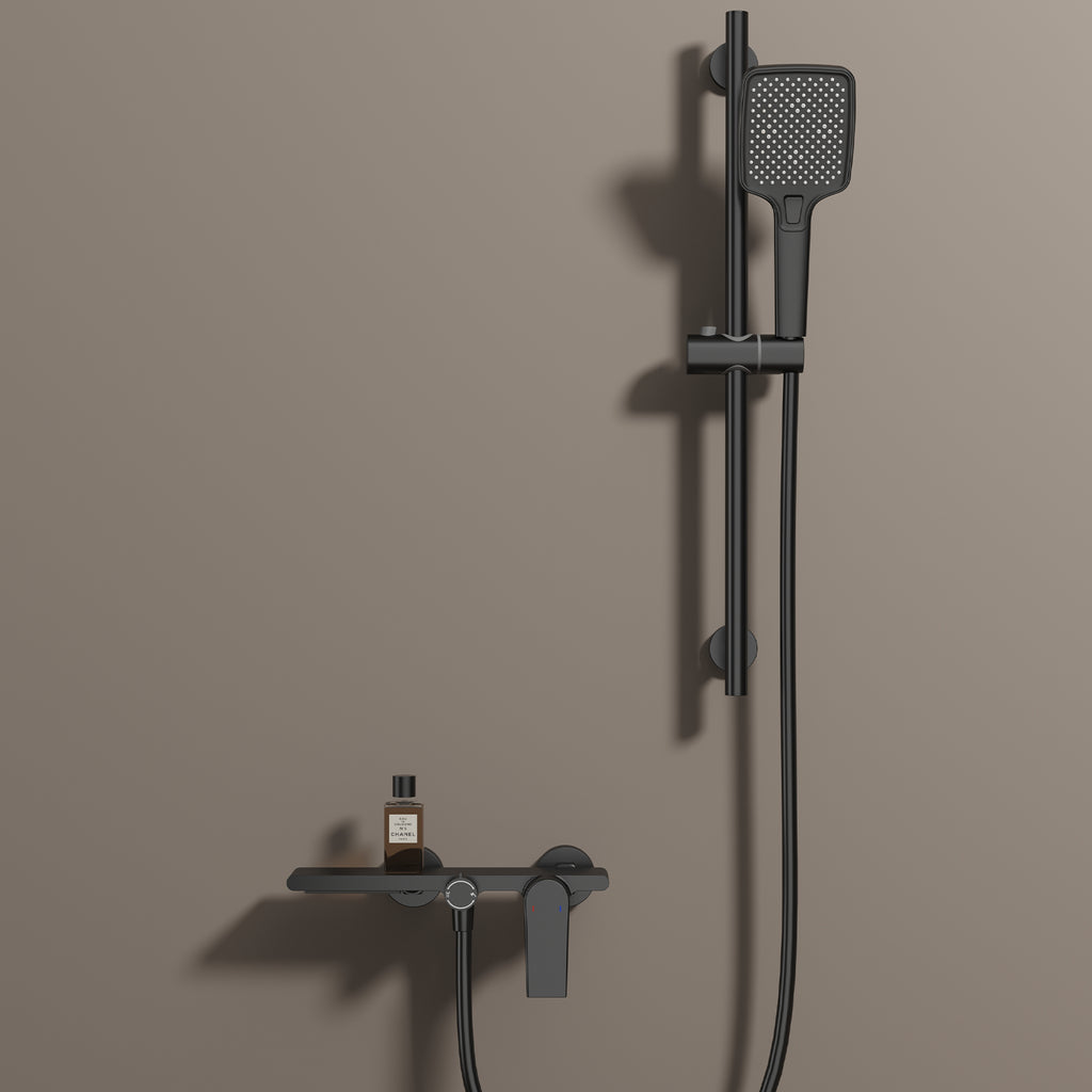 Exposed Bathtub Mixer Faucet Kit – Single Lever Wall Mounted Bath Mixer with Slide Bar & Hand Shower-AB023064