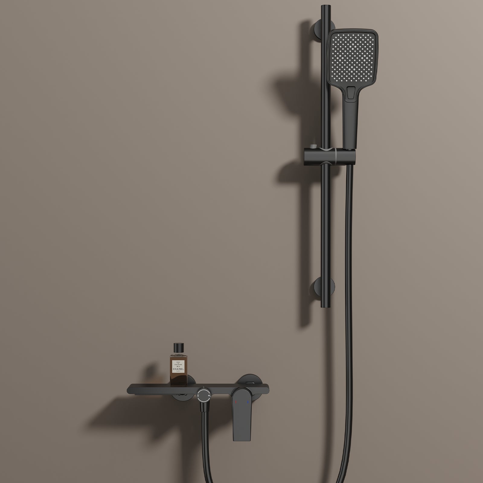 Exposed Bathtub Mixer Faucet Kit – Single Lever Wall Mounted Bath Mixer with Slide Bar & Hand Shower-AB023064