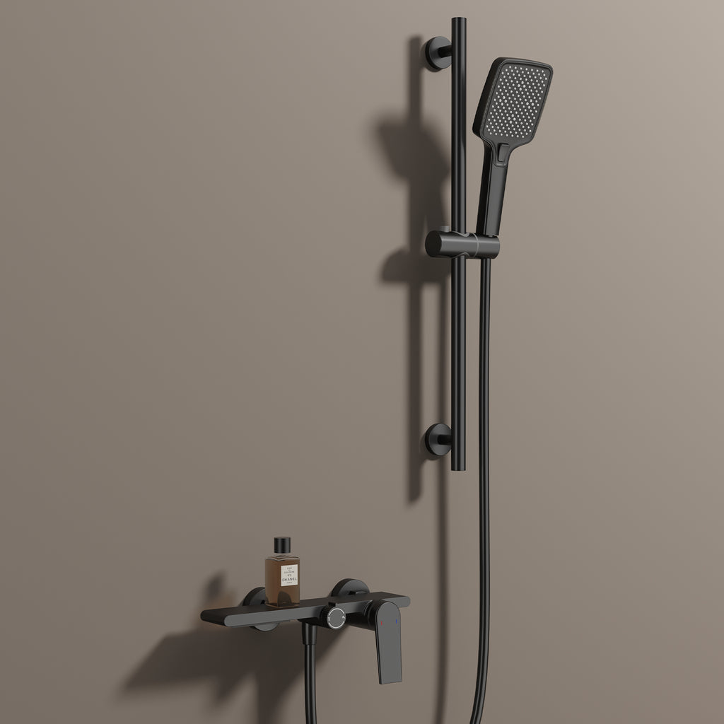 Exposed Bathtub Mixer Faucet Kit – Single Lever Wall Mounted Bath Mixer with Slide Bar & Hand Shower-AB023064